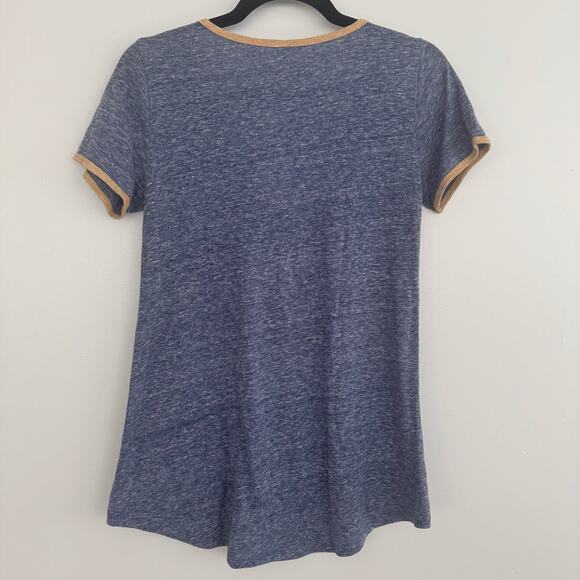 Lularoe Classic Ringer Tee in Heathered Blue/Yellow - Picture 5 of 6